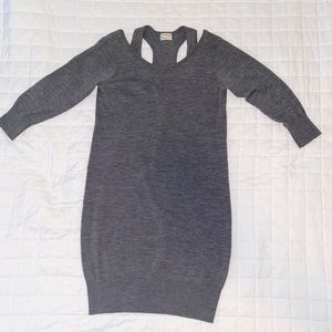 Club Monaco grey tunic sweater with racerback illusion